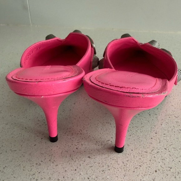 Balenciaga Cagole Leather Kitten Heels Fuchsia Pink Size EU 35 US 5 - Picture 4 of 11